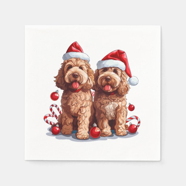 Guardanapo De Papel Cães de Goldendoodle de Natal (Frente)