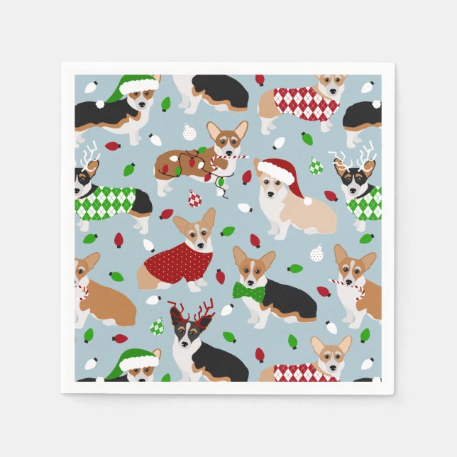 Guardanapo De Papel Cães de Natal Corgi Napkins (Frente)
