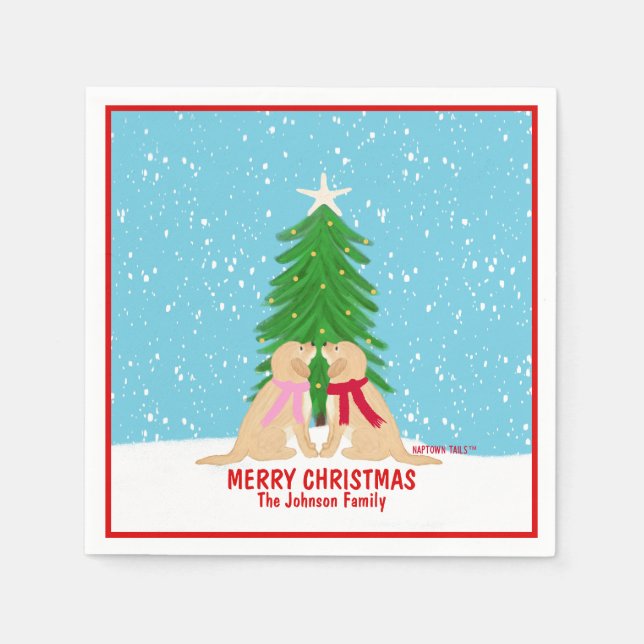 Guardanapo De Papel Cães de Natal Neves Personalizados Napkins (Frente)