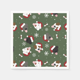 Guardanapo De Papel Cães de Papai Noel no Verde