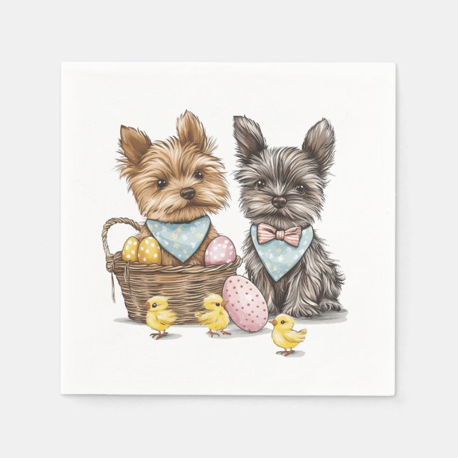 Guardanapo De Papel Cães Easter Yorkshire Terrier (Frente)