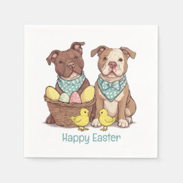Guardanapo De Papel Cães Pit Bull Feliz Páscoa