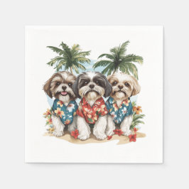 Guardanapo De Papel Cães Shih Tzu Vestindo Camisas Havaianas