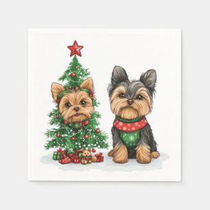 Guardanapo De Papel Cães Yorkie de Natal