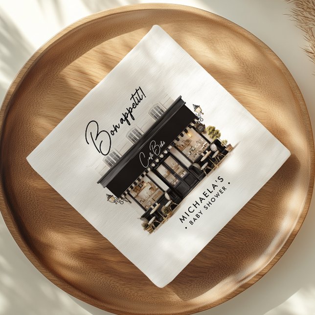 Guardanapo De Papel Café Bébé Black & White Bon Appétit Chá de fraldas (Criador carregado)