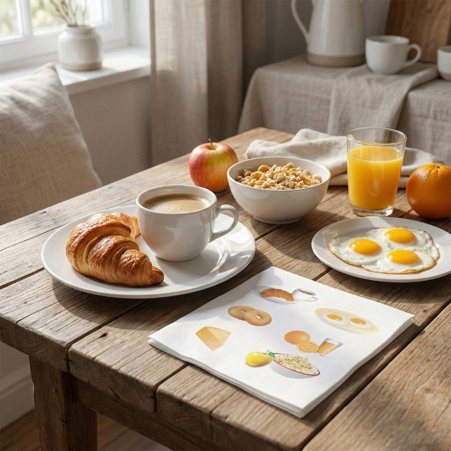 Guardanapo De Papel Café da Comida, Croissant, Ovos, Sacos (Criador carregado)