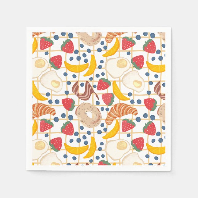 Guardanapo De Papel Café da Manhã Brunch Buffet de Comida  (Frente)