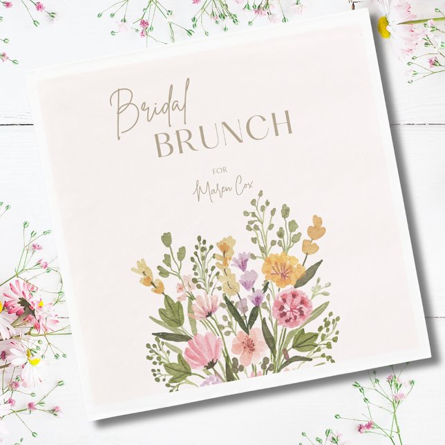 Guardanapo De Papel Café da Manhã de Chá de Noiva com Buquê de Aquarel (Whimsical Watercolor Bouquet Bridal Shower Brunch Napkins
)