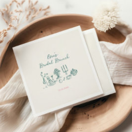 Guardanapo De Papel Café da Manhã de Noiva Desenhado à Mão