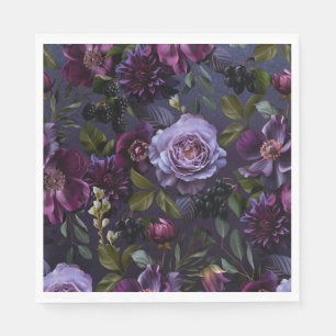 Guardanapo De Papel Café da Manhã de Noiva Sombrio Floral Azul Escuro