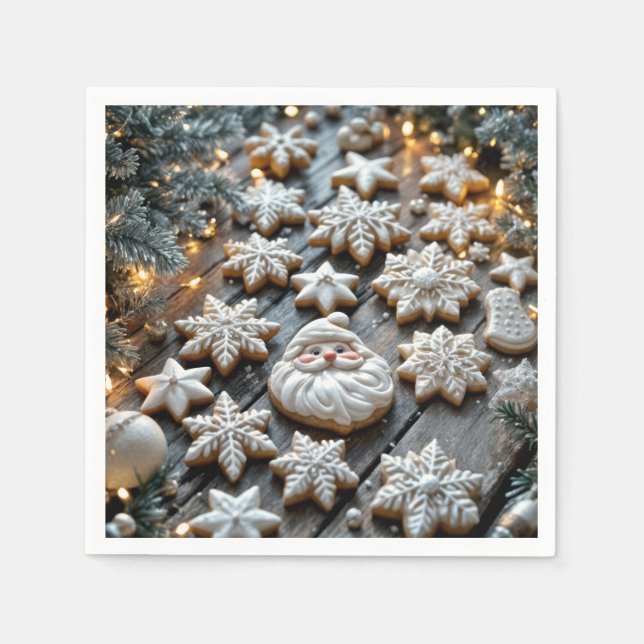 Guardanapo De Papel Café De Açúcar De Natal Em Madeira (Frente)