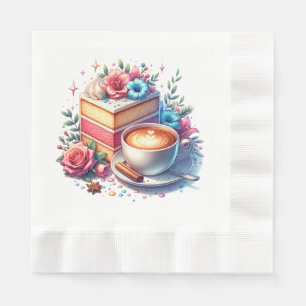 Guardanapo De Papel Café e Bolo de Aniversário Personalizados