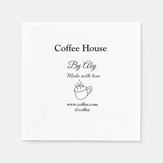 Guardanapo De Papel Café feito com amor adicione texto site socia (Frente)