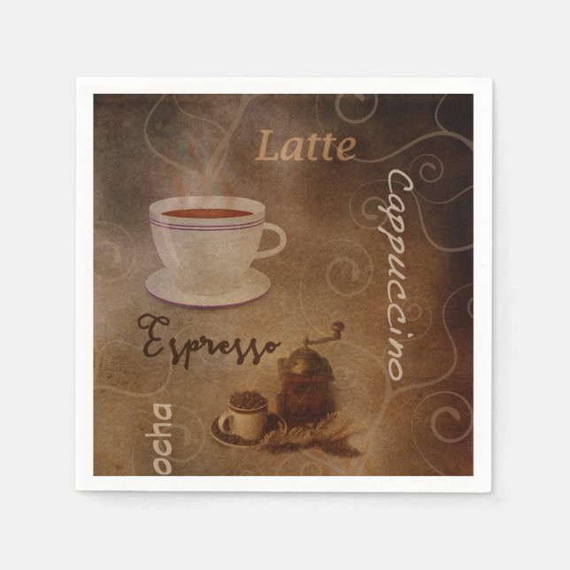 Guardanapo De Papel Café Lover's Word Art (Frente)