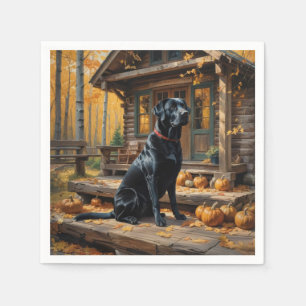 Guardanapo De Papel Café preto Labrador Retriever Log Cabine