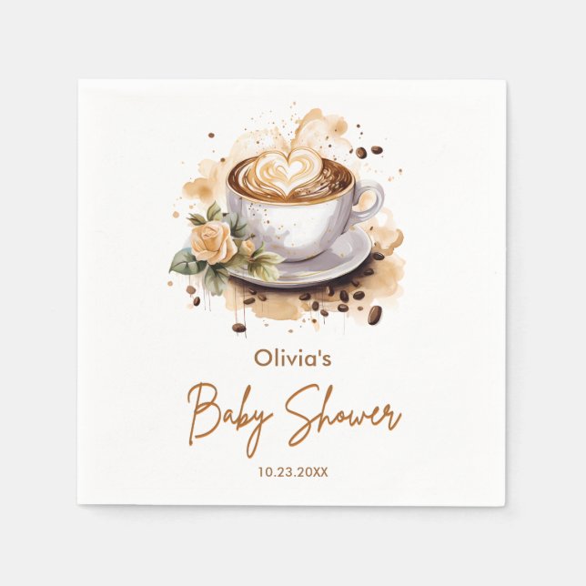 Guardanapo De Papel Café Um Bebê está sendo Preparado Chás de Bebê (Frente)