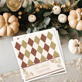 Guardanapo De Papel Cair no Amor Folhagem de Outono Argyle Chá de Noiv