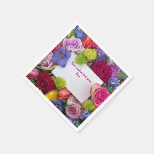 Guardanapo De Papel Caixa de texto com rosas florais bonitas personali