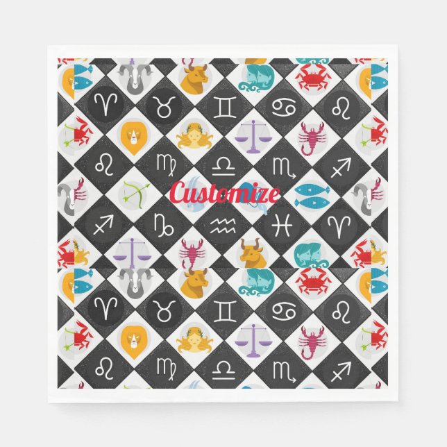 Guardanapo De Papel Calendário de Astrologia de Sinal Sun Zodiac Thund (Frente)