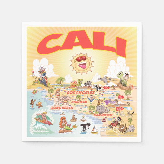 Guardanapo De Papel Cali Cartoon California Paper Napkin (Frente)