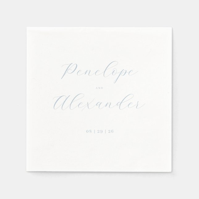 Guardanapo De Papel Caligrafia Azul Celeste Elegante (Frente)