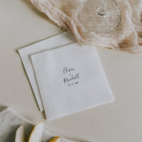 Caligrafia Casamento Negro e Branco Napkins