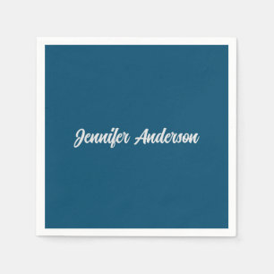 Guardanapo De Papel Caligrafia Chic Elegant Ocean Blue Personalizado