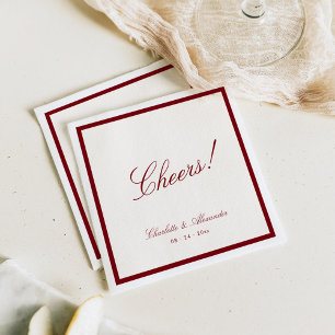 Guardanapo De Papel Caligrafia Clássica Casamento Dinheiro Antigo Verm