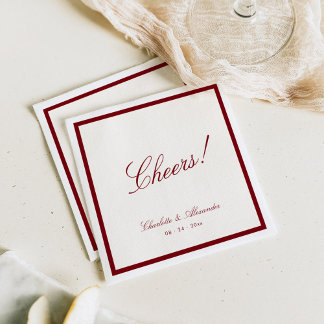 Guardanapo De Papel Caligrafia Clássica Casamento Dinheiro Antigo Verm