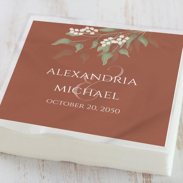 Guardanapo De Papel Caligrafia de Casamento de Terracotta Simples Mini (Criador carregado)