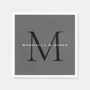 Guardanapo De Papel Caligrafia de Cinzas Negras Monogramas