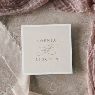 Guardanapo De Papel Caligrafia Dourada romântica Casamento de Farinh