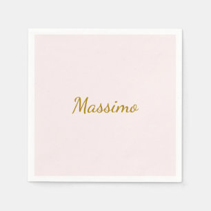 Guardanapo De Papel Caligrafia Elegante Cor Dourada e Pastel Nome Simp