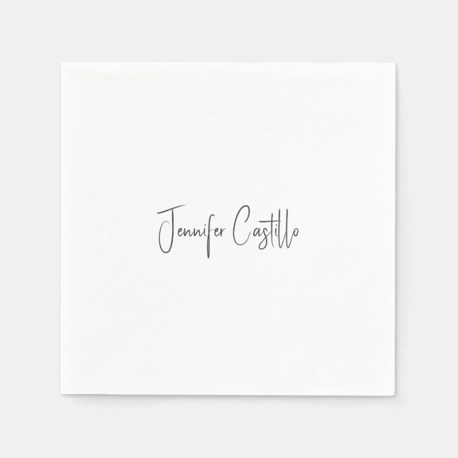 Guardanapo De Papel Caligrafia Minimalista Branca Simples (Frente)