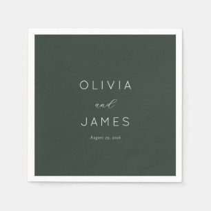 Guardanapo De Papel Caligrafia Minimalista Verde Elegante