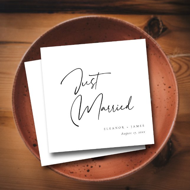 Guardanapo De Papel Caligrafia Moderna Casamento : Personalizado (Modern Calligraphy Just Married _ Personalized Napkins)