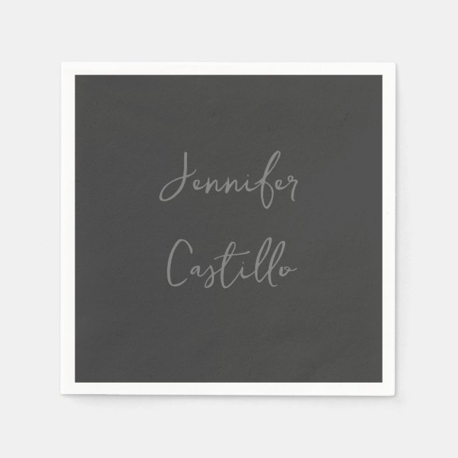 Guardanapo De Papel Caligrafia Moderna Minimalista Cinza Simples (Frente)