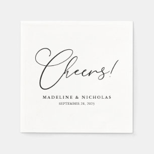 Guardanapo De Papel Caligrafia Preto e Branco Vivas! Casamento Moderno