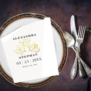 Guardanapo De Papel Caligrafia romântica de luxo Casamento Dourado