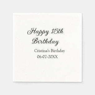 Guardanapo De Papel caligrafia simples e feliz aniversário de 15