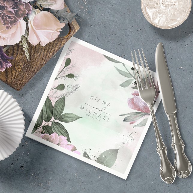 Guardanapo De Papel Calliografia Floral Wedding Mauve ID771 (Criador carregado)