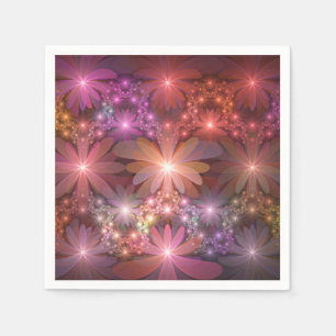 Guardanapo De Papel Cama De Flores Colorida Brilhante Arte Fractal Abs