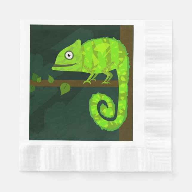 Guardanapo De Papel Camaleão bonito verde (Frente)
