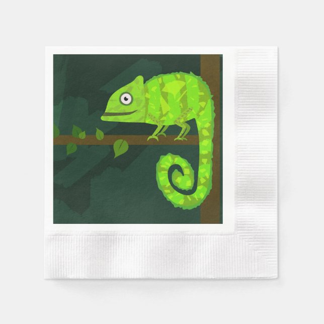 Guardanapo De Papel Camaleão bonito verde (Frente)