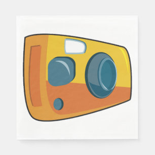 Guardanapo De Papel Câmera Fotográfica Amarela Retro de Ponto e Tiro