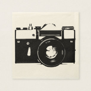 Guardanapo De Papel Câmera monocromática retro velha de SLR