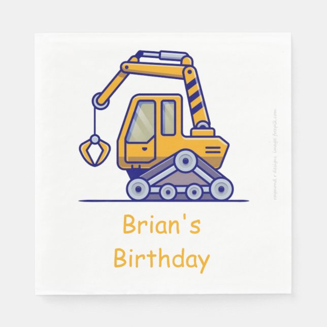 Guardanapo De Papel Caminhão de Construção da Criança (Frente)