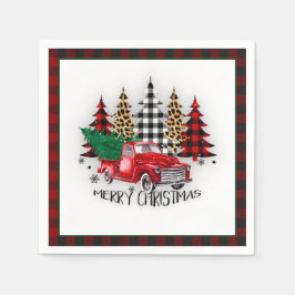 Guardanapo De Papel Caminhão de Natal feliz e árvores