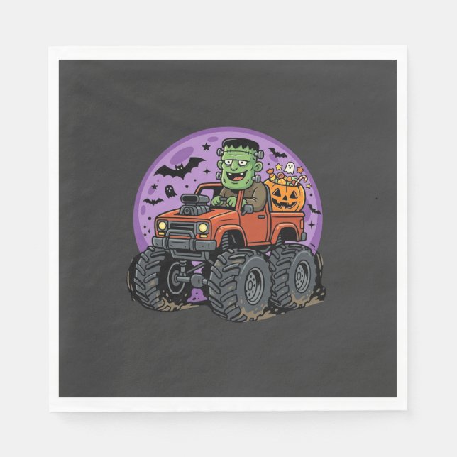 Guardanapo De Papel Caminhão Monstro Frankenstein Gráfico de Halloween (Frente)