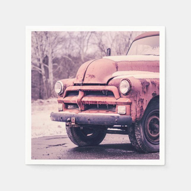 Guardanapo De Papel Caminhão velho e enferrujado (Frente)